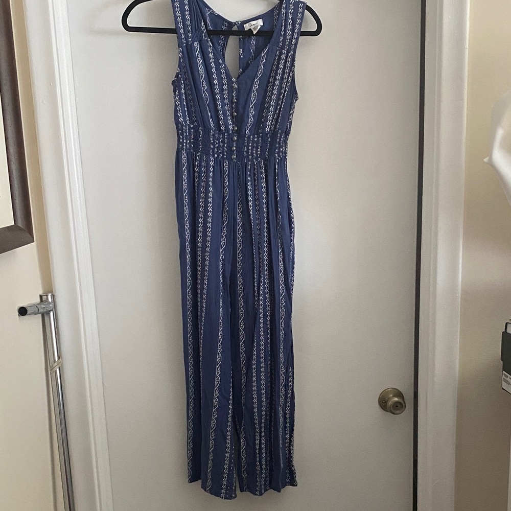 Japna Navy and White Striped Maxi Romper